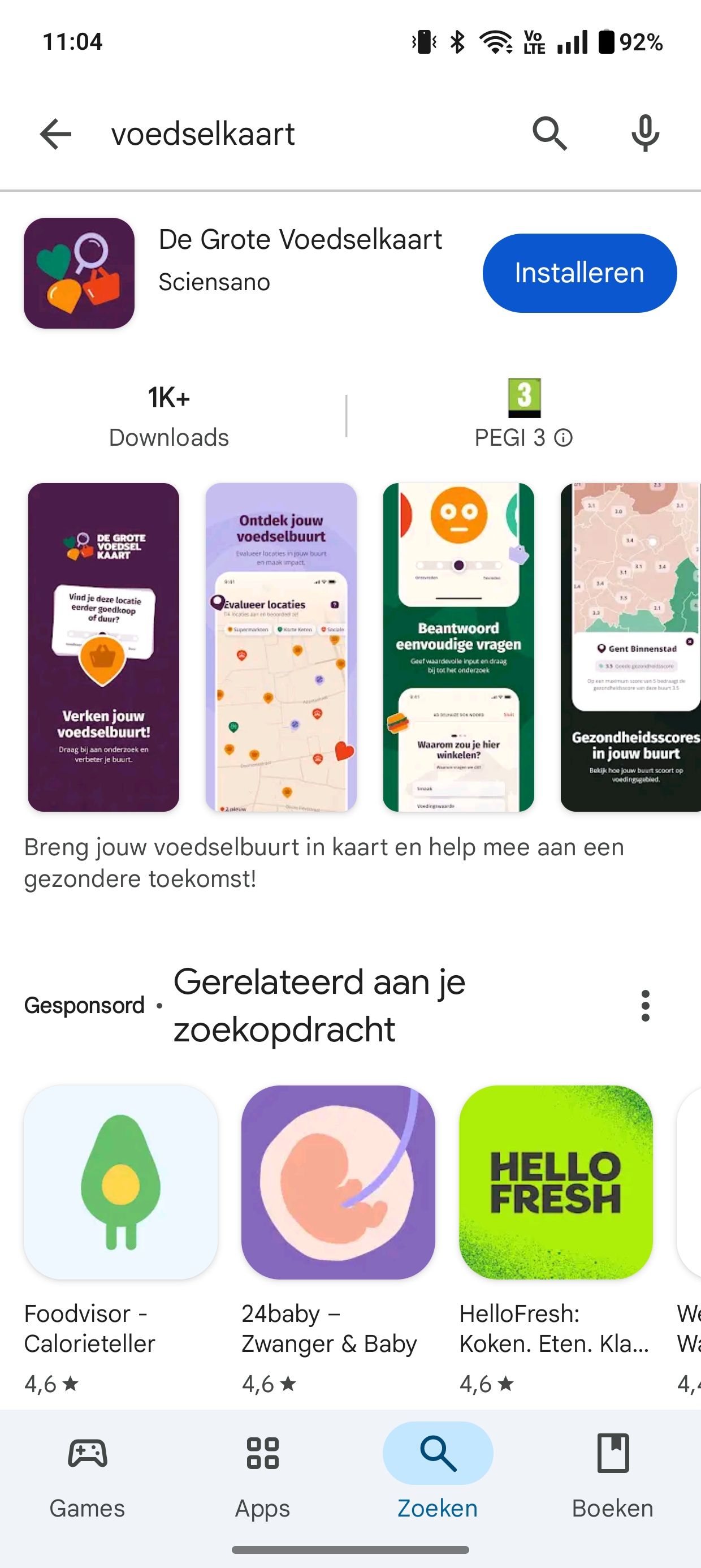 grote voedselkaart app